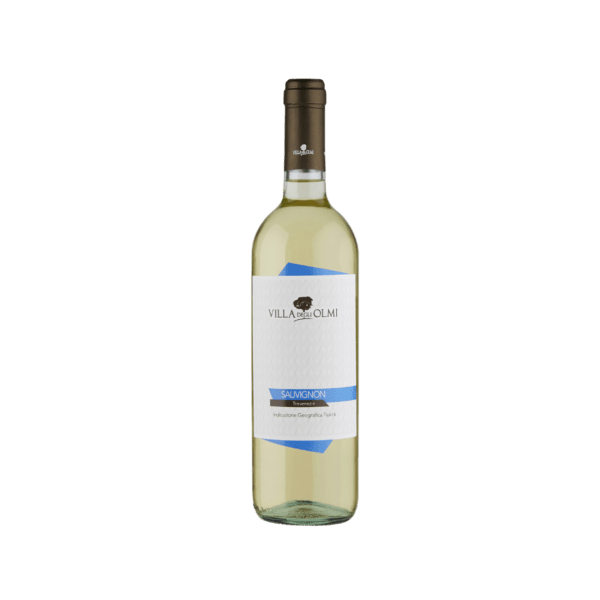 Villa degli Olmi Sauvignon white wine bottle with white and blue label