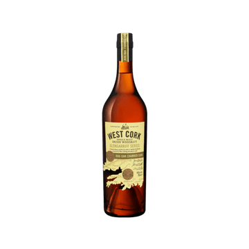 West Cork Irish Whiskey Glengarriff Series Bog Oak Charred Cask bottle on plain background