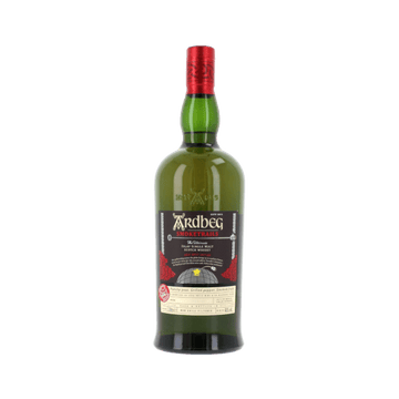 Ardbeg Smoke Trails Islay single malt Scotch whisky bottle with red cap and detailed label