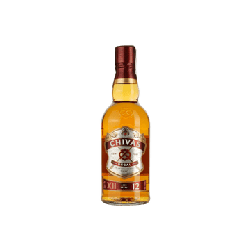 Chivas Regal 12 Year Old blended Scotch whisky bottle with red label and gold accents