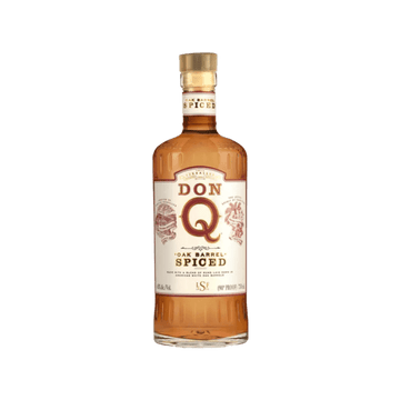 Don Q Oak Barrel Spiced rum bottle with amber liquid and decorative label
