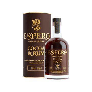 Espero Cocoa & Rum liqueur bottle and gift box, 700ml, Dominican Republic, brown packaging