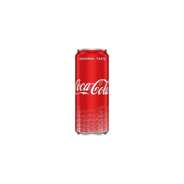 Red Coca-Cola can with Original Taste label and white logo on plain background