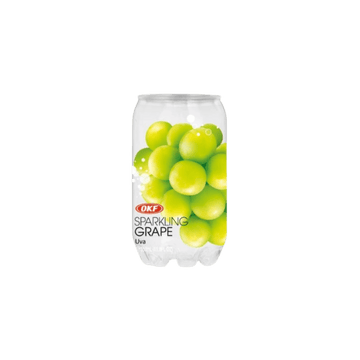 OKF sparkling grape juice can with green grapes on label