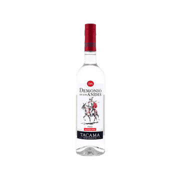 Bottle of Demonio de los Andes Acholado Pisco by Tacama with red cap and black label