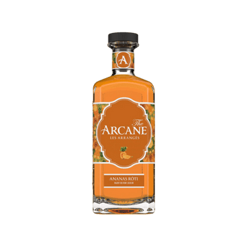 Arcane Les Arrangés Ananas Rôti rum liqueur bottle with pineapple label design
