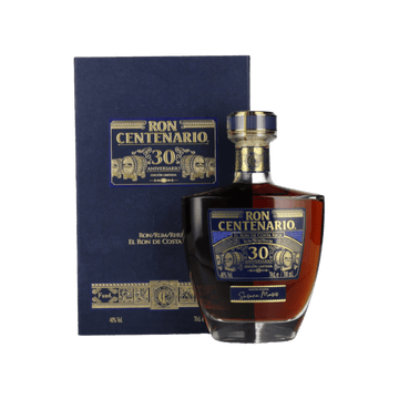 Ron Centenario 30 Aniversario premium rum bottle with gift box, Costa Rican spirit