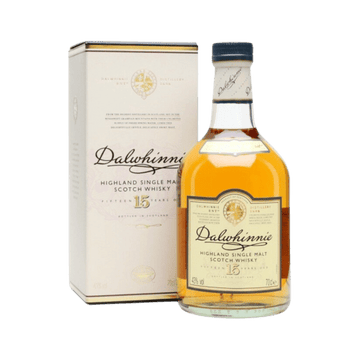 Dalwhinnie 15-year Highland Single Malt Scotch Whisky bottle with branded box
