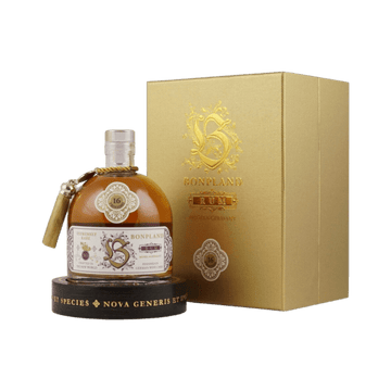 Bonpland 16-year-old premium rum bottle with gold gift box, luxury packaging