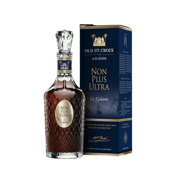 A.H. Riise Non Plus Ultra La Galante premium rum bottle and packaging on white background