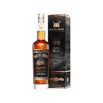 Old St. Croix Legacy XO spirit bottle with branded gift box, premium alcoholic beverage