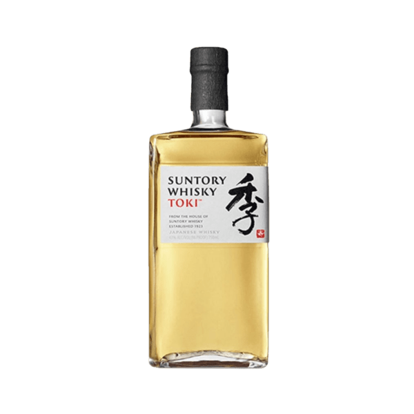 Suntory Whisky Toki Japanese whisky bottle with black cap on white background