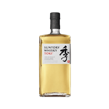 Suntory Whisky Toki Japanese whisky bottle with black cap on white background