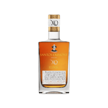 Santos Dumont XO Elixir premium rum bottle with golden amber liquid and label