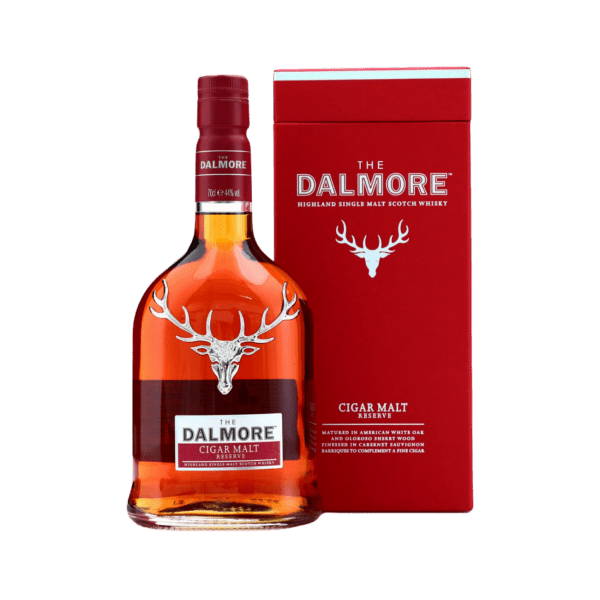 Dalmore Cigar Malt Reserve single malt whisky bottle with red gift box