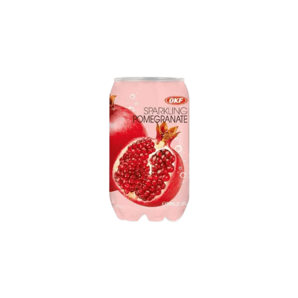 OKF Sparkling Pomegranate drink can with pomegranate fruit illustration