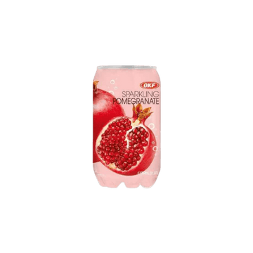 OKF Sparkling Pomegranate drink can with pomegranate fruit illustration